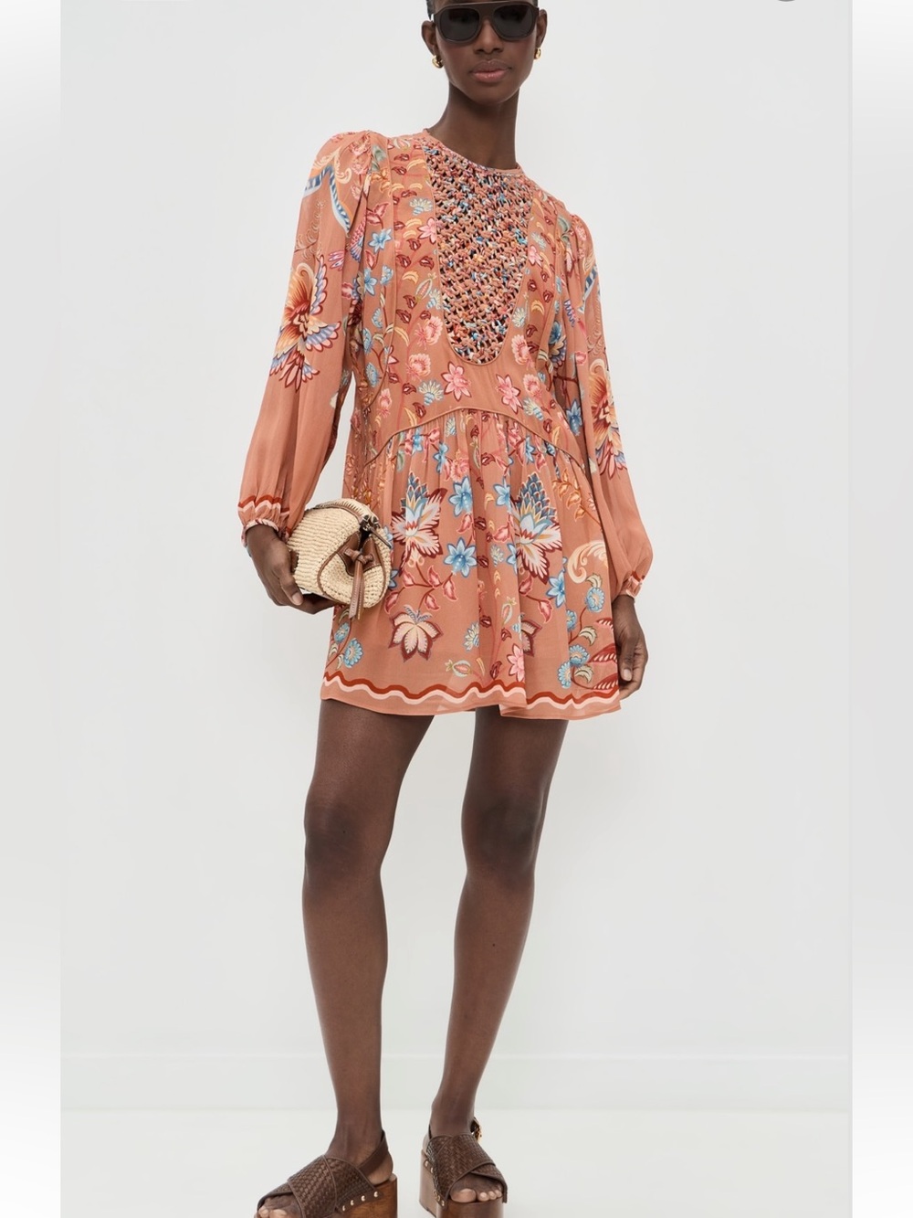 FARM Rio Mocha Lace Dress